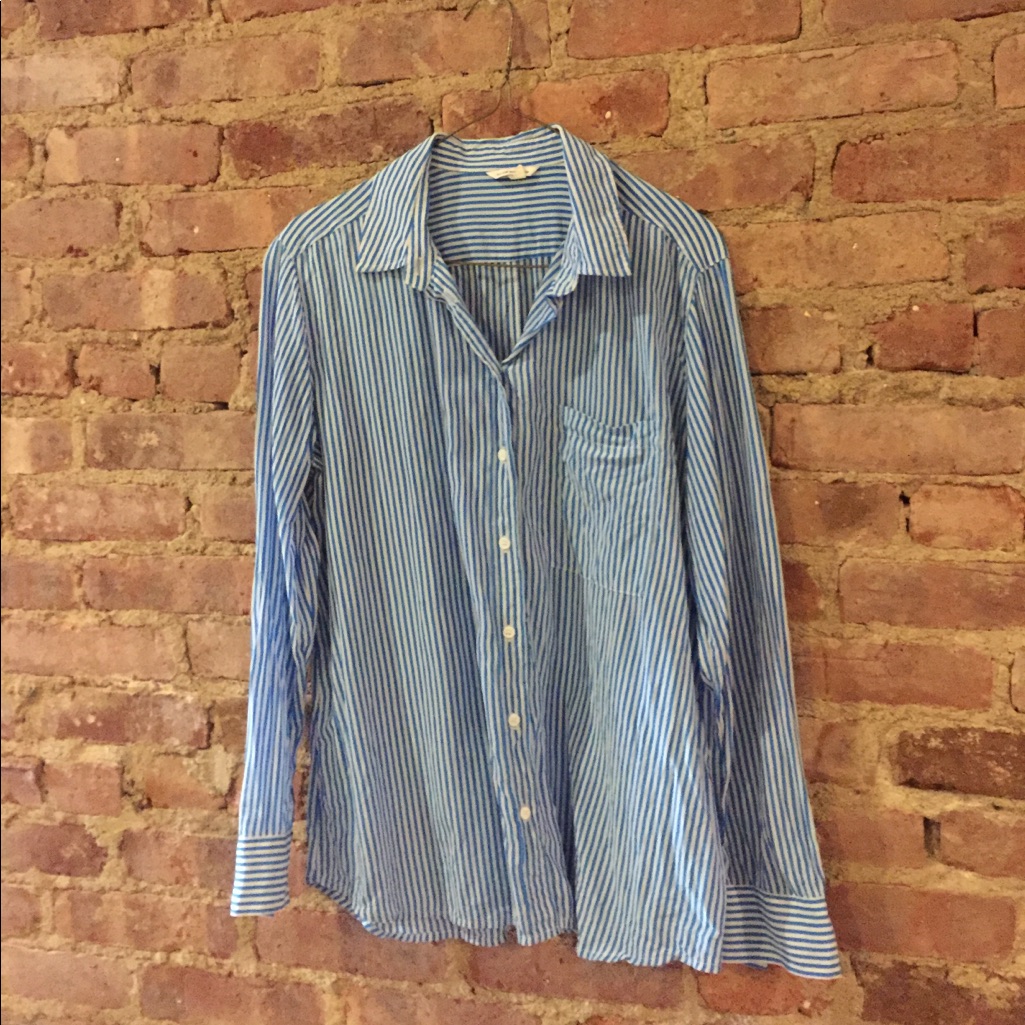 Button Down Striped Blouse